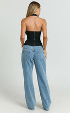 Tyler Top - Adjustable Halter Fitted Top in Black