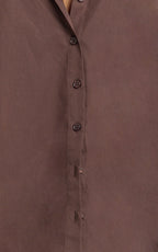 Kalpena Shirt - Ruched Side Oversized Shirt in Chocolate