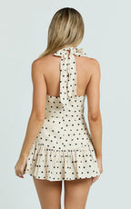 Elise Mini Dress - Keyhole Halter Dress in White
