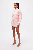 Pleated Knit Sweater Mini Skirt