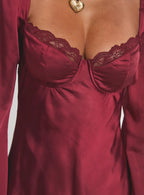 Moniz Long Sleeve Mini Dress Burgundy
