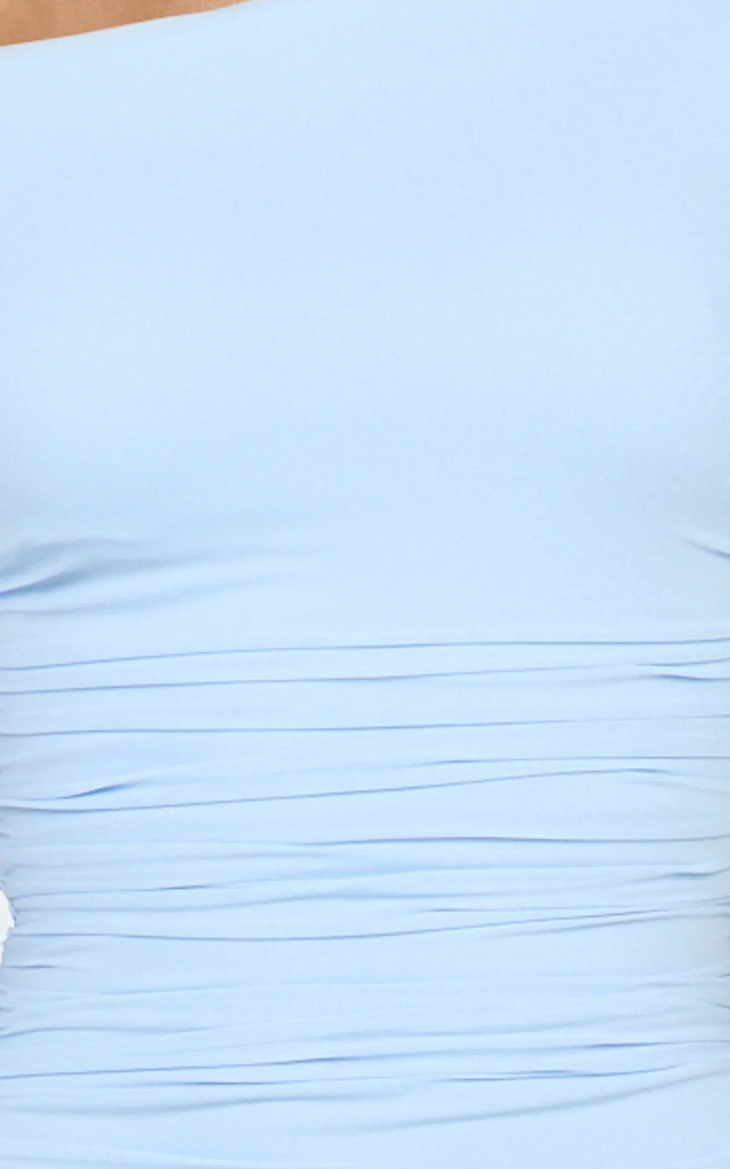 Judee Midi Dress - One Shoulder High Side Split Dress in Light Blue