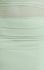 Almarie Midi Dress - Halter Neck Mesh Dress in Sage