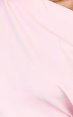 Nalfie Mini Dress - Tipped Shoulder Jersey Drape Dress in Pink