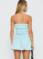Honeybun Halter Mini Dress Blue Multi