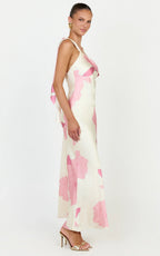 Eve Midi Dress - One Shoulder Slip Dress in Butter Floral