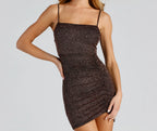 After Hours Glitter Knit Ruched Dress
