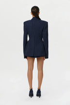 Pinstripe Suiting Pleated Mini Skirt