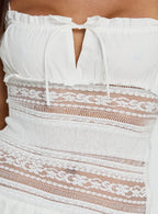 Christobela Drop Waist Lace Mini Dress White