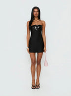 Kaylanie Strapless Sequin Mini Dress Black