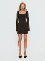 Ashwood Lace Sleeve Mini Dress Chocolate