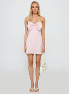 Genevie Strapless Bow Bust Mini Dress Light Pink