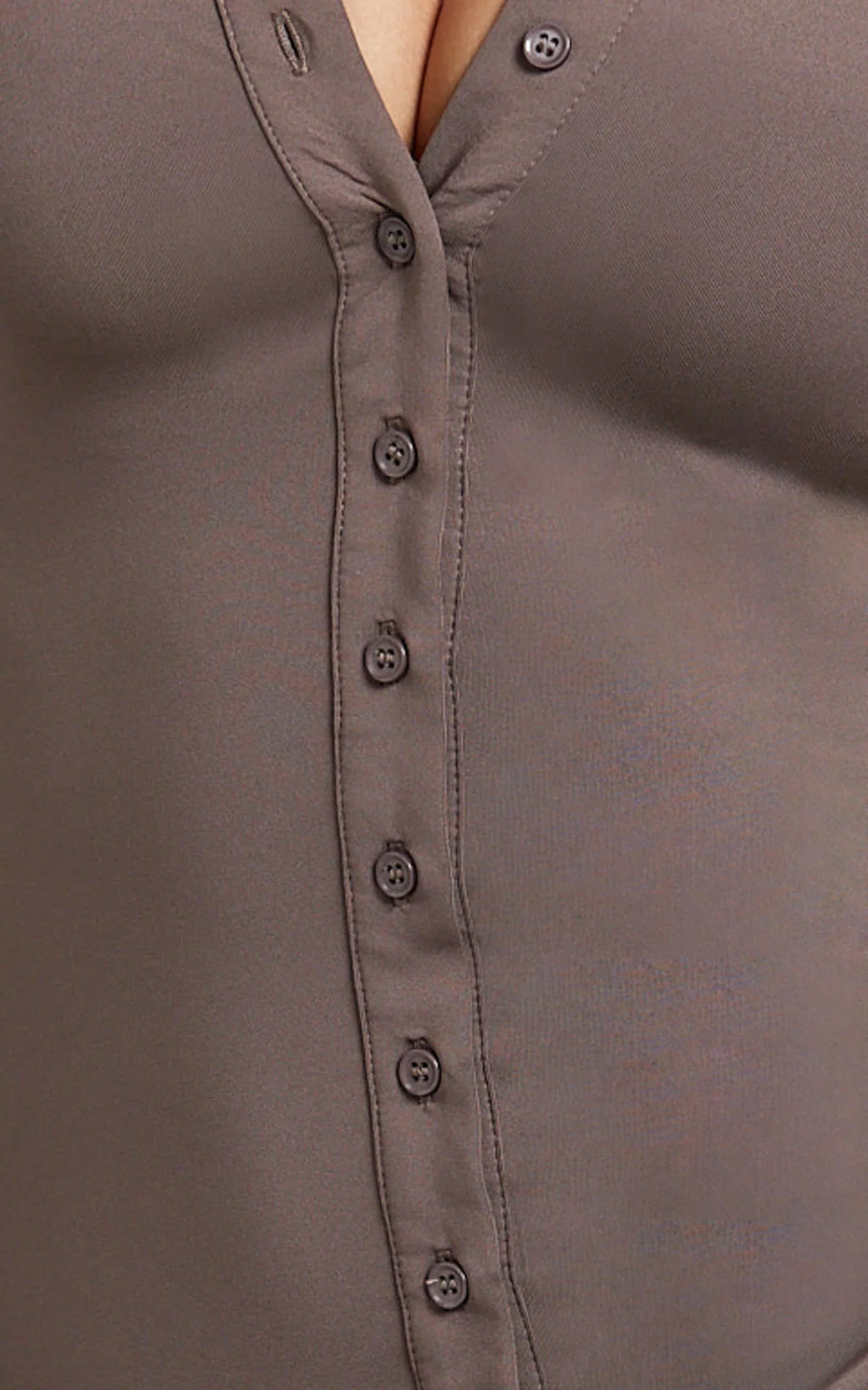 Heath Mini Dress - Concealed Placket Drape Gather Skirt Overlay Dress in Brown