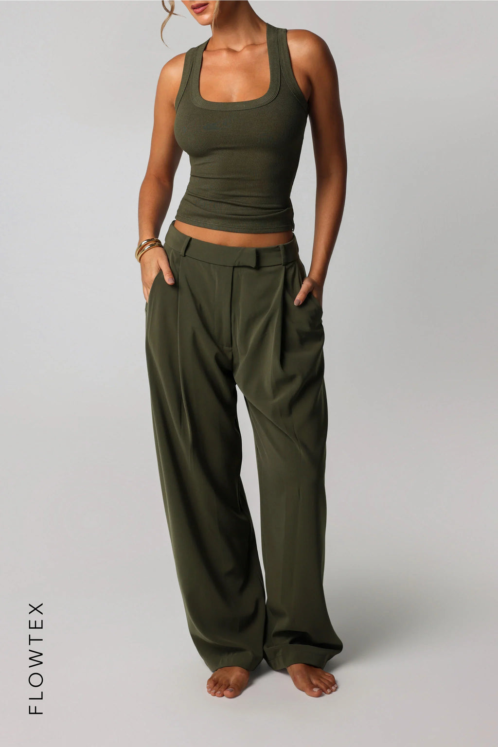 T-Shape Micro-Ribbed Tank Top - Cypress