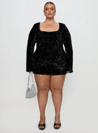 Vinelle Long Sleeve Mini Dress Black Curve