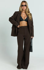 Selena Blazer - Oversized Single Breasted Blazer in Brown