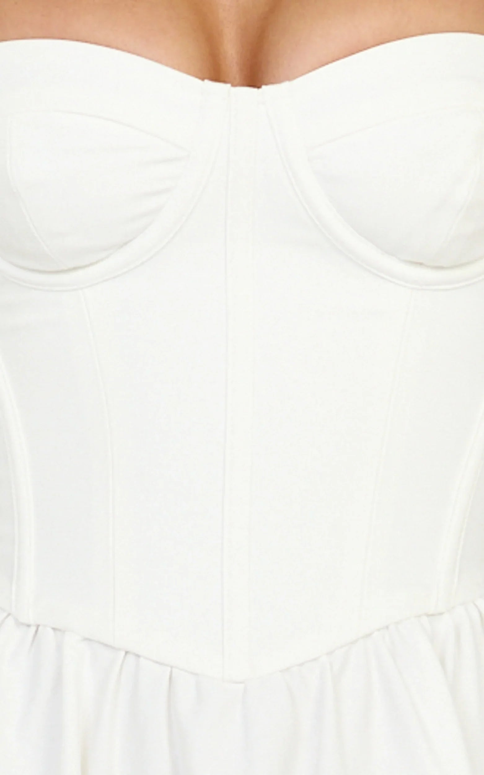Seren Midi Dress - Corset Bodice Fit And Flare Dress in White