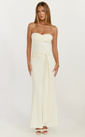 Aria Midi Dress - Strapless Tie Waist Dress in Off White