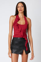 Ruffled Halter Knit Top