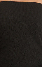 Noah Mini Dress - Off Shoulder Draped Skirt Jersey Dress in Black