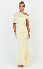 Nicolette Maxi Dress - Cape Sleeve Off Shoulder Dress in Yellow