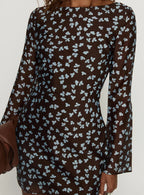 Jadee Long Sleeve Mini Dress Blue Floral
