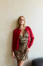 Satin Bias Leopard Mini Dress