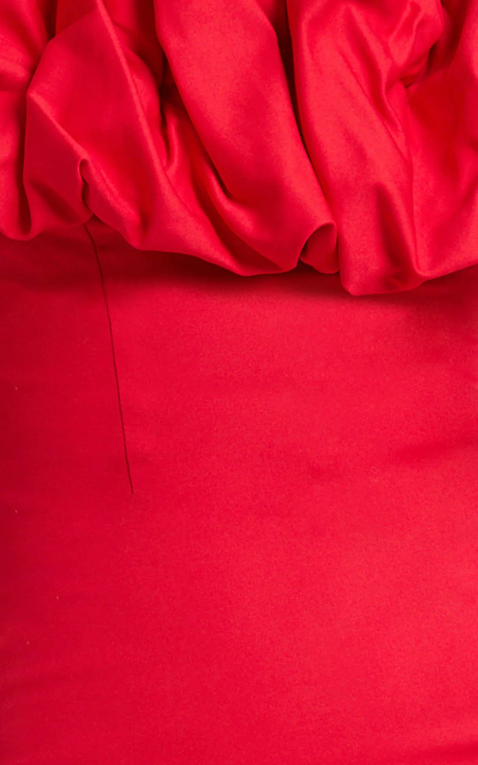 Rhaya Midi Dress - Ruffle Off Shoulder Fitted Dress in Red
