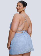 Celena Mini Dress Light Blue Burnout Curve