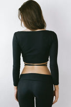THE NAVY WRAP TOP