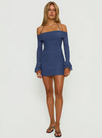 Taylon Off The Shoulder Mini Dress Navy