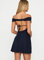 Body Heat Cowl Mini Dress Navy