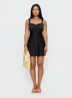 Befanie Layered Mini Dress Black Polka Dot