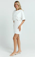 Karyna Mini Dress - shirt Dress in White