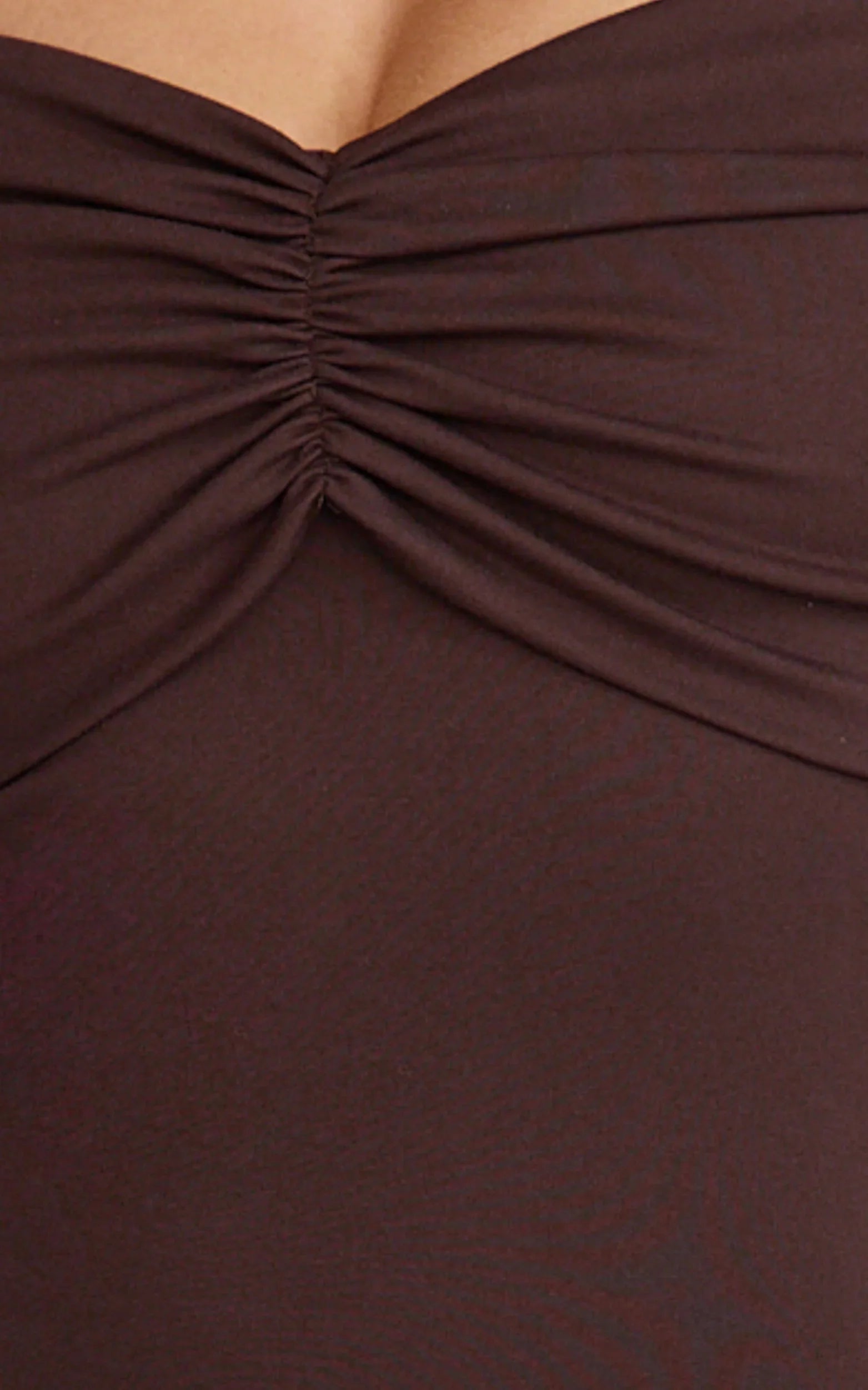 Rani Mini Dress - Off Shoulder Long Sleeve Bodycon Dress in Chocolate