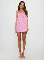 Little Wonders Frill Smock Mini Dress Pink Stripe