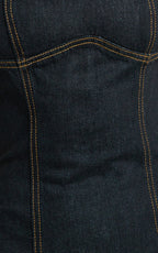 Fabia Mini Dress - Denim Square Neck Fitted Dress in Dark Wash