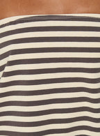 Karalee Strapless Blouson Mini Dress Charcoal / Cream Stripe