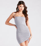 After Hours Glitter Knit Ruched Dress