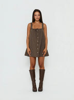 Bambalina Babydoll Mini Dress Brown Stripe
