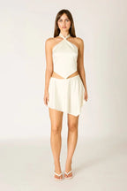 Satin Knot Halter Top