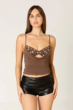 Embellished Jersey Cami Top