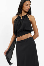 Draped Halter Top | Black