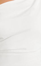 Jeofina Mini Dress - Off The Shoulder Linen Look Dress in White