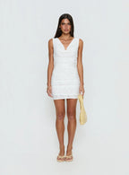 Brigetta Cowl Neck Mini Dress White