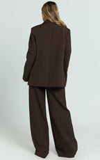 Selena Blazer - Oversized Single Breasted Blazer in Brown