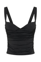 Hailey Slinky Long Line Sweetheart Top - Black