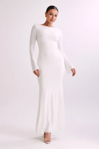 Tarna Slinky Fishtail Maxi Dress - Ivory