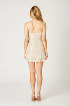 Gathered Sequin Mini Dress