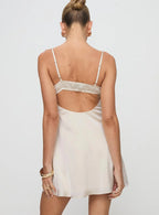 Decipher Satin Mini Dress Ivory